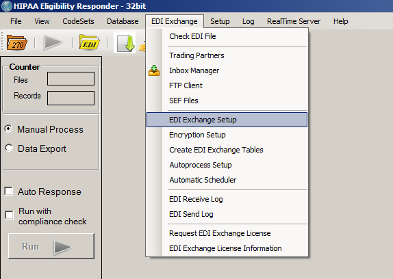 EligResponder selecting EDI setup